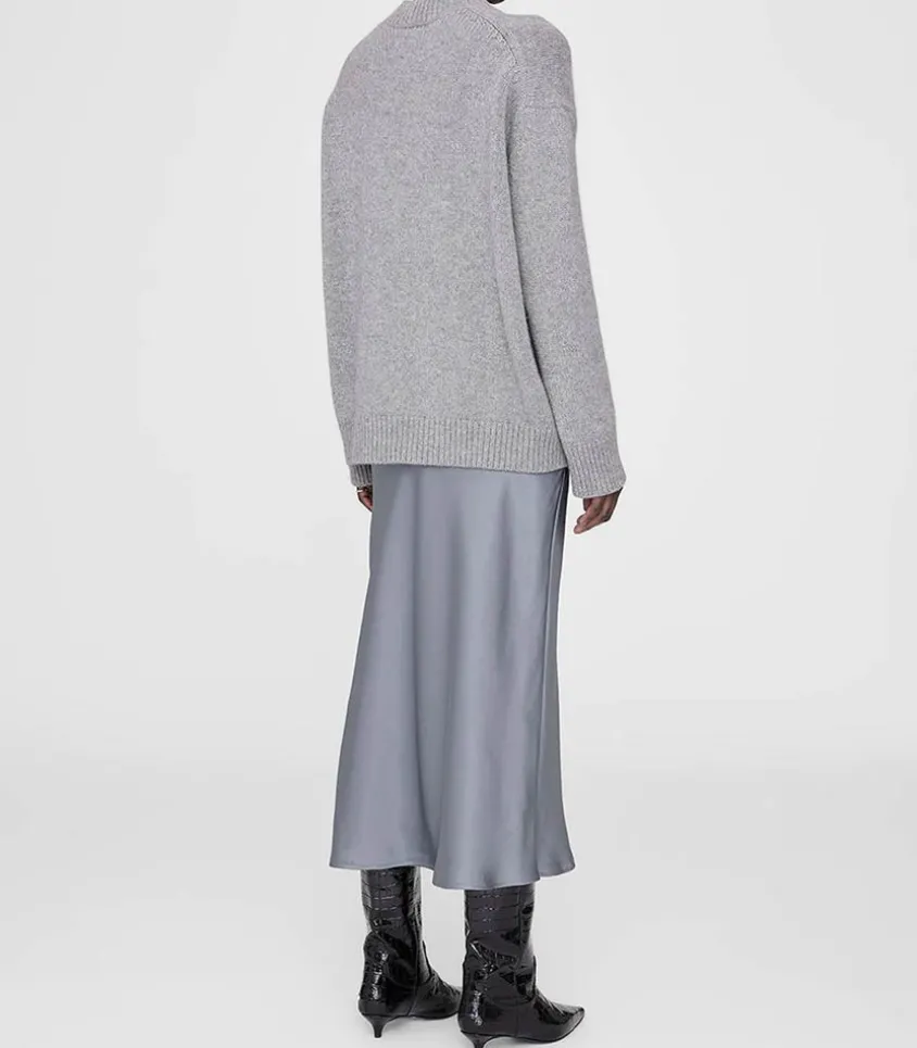 Jupe Longue Bar En Soie Gris