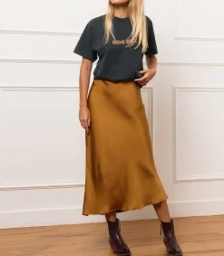 Jupe Longue Bar En Soie Noire