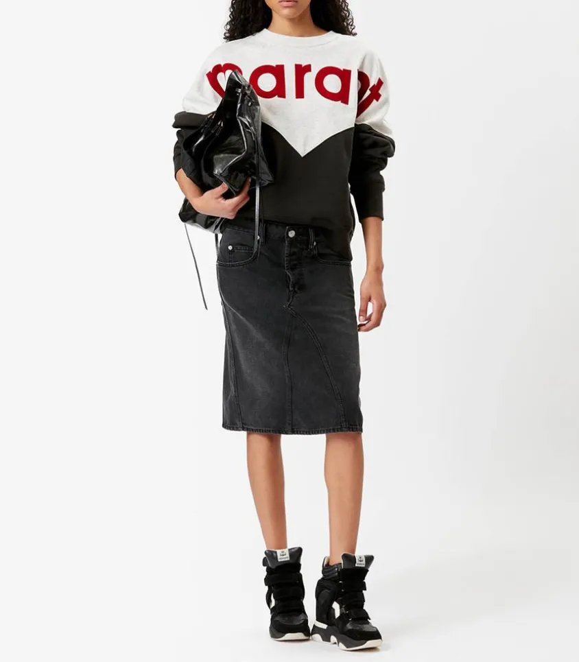 Jupe Midi Fiali En Jean Faded Black