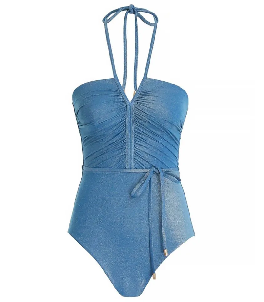 Maillot De Bain Une Piece Raie Lurex Ruched