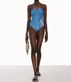 Maillot De Bain Une Piece Raie Lurex Ruched