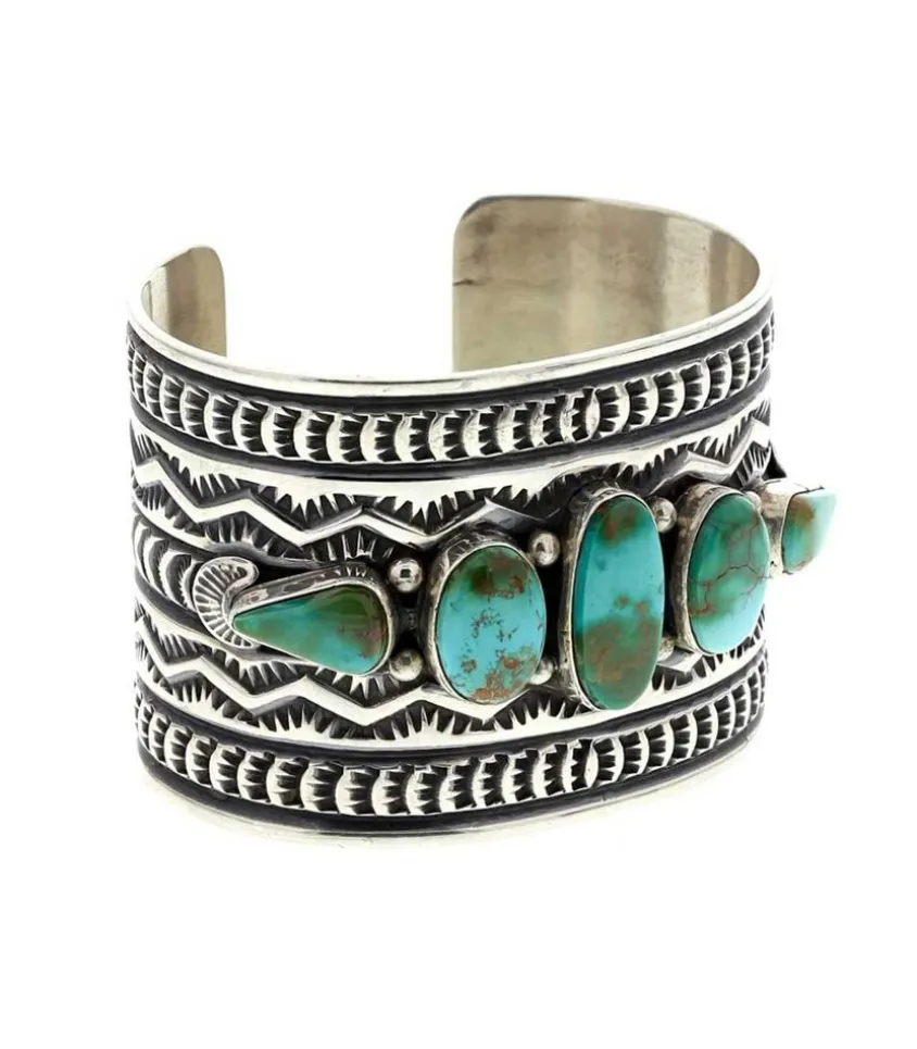 Manchette Gravee 5 Turquoises