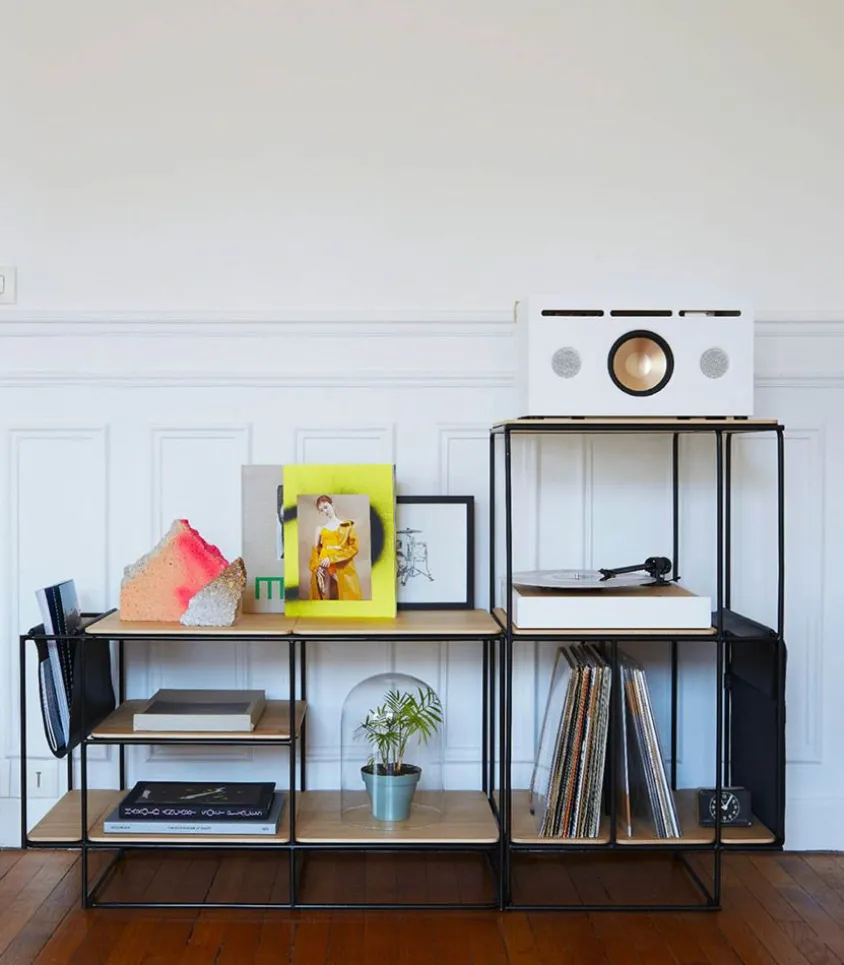 Meuble Acoustique Et Modulable Lines Chene + Kit Accessoires Cuir