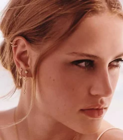 Mini Creole Double Gauche Glory Or Jaune Et Diamants