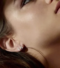 Mini Creole Nude Or Blanc Et Diamants