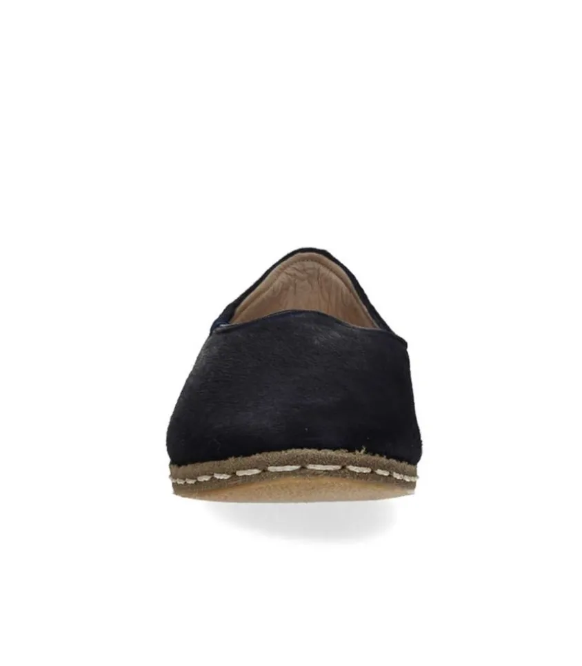 Mocassins Saanas Classique Cuir A Poils Bleu Nuit
