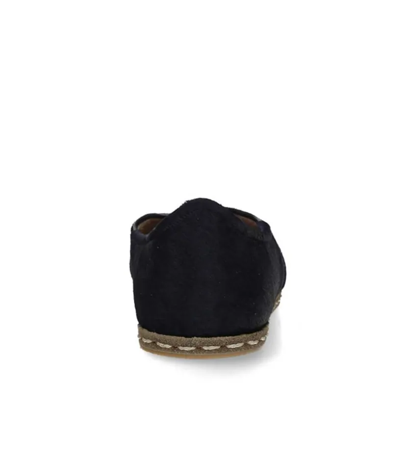 Mocassins Saanas Classique Cuir A Poils Bleu Nuit