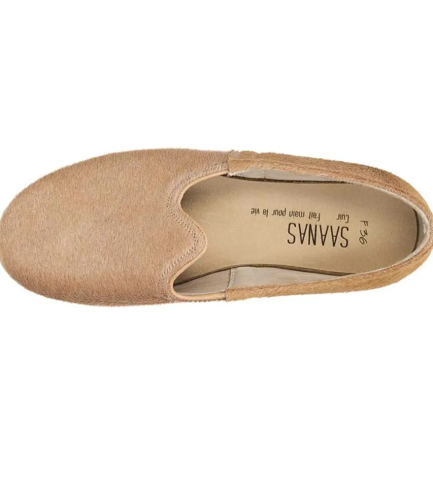 Mocassins Saanas Classique Cuir A Poils Beige