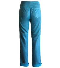 Pantalon En Cuir Bleu Turquoise