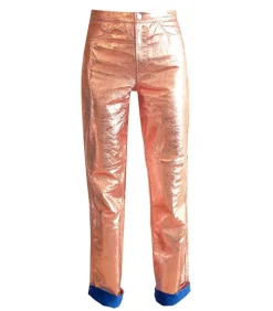 Pantalon En Cuir Rose Gold