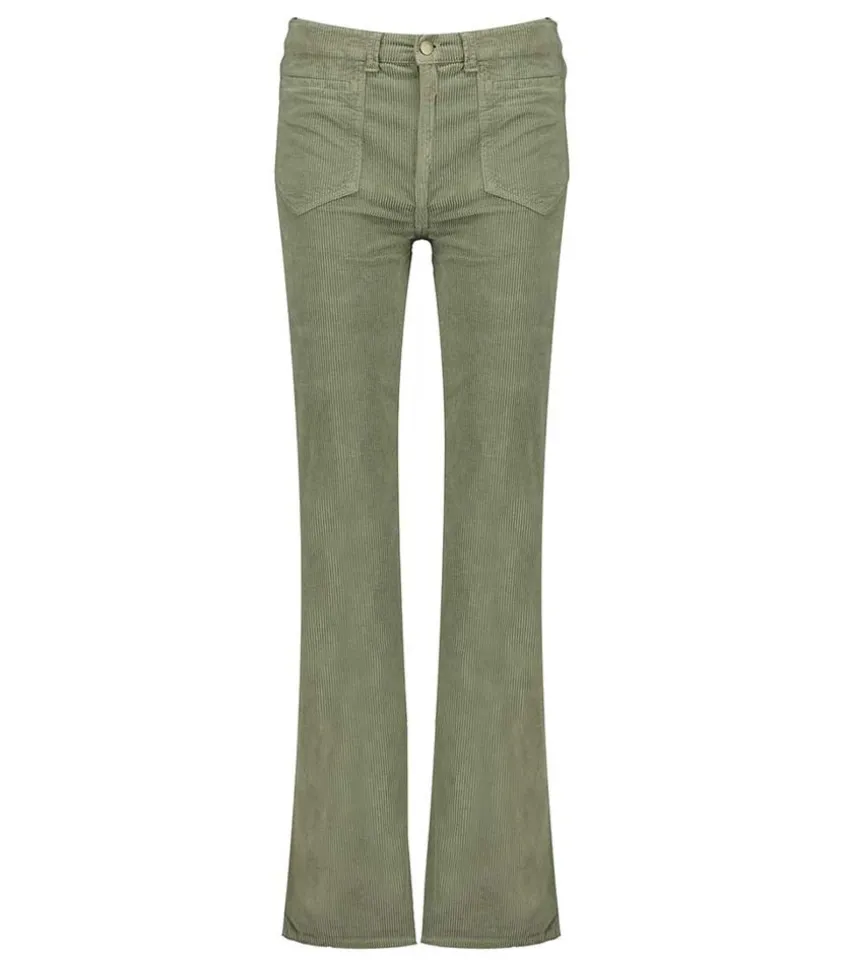 Pantalon En Velours Cotele Dylan Green Smoke