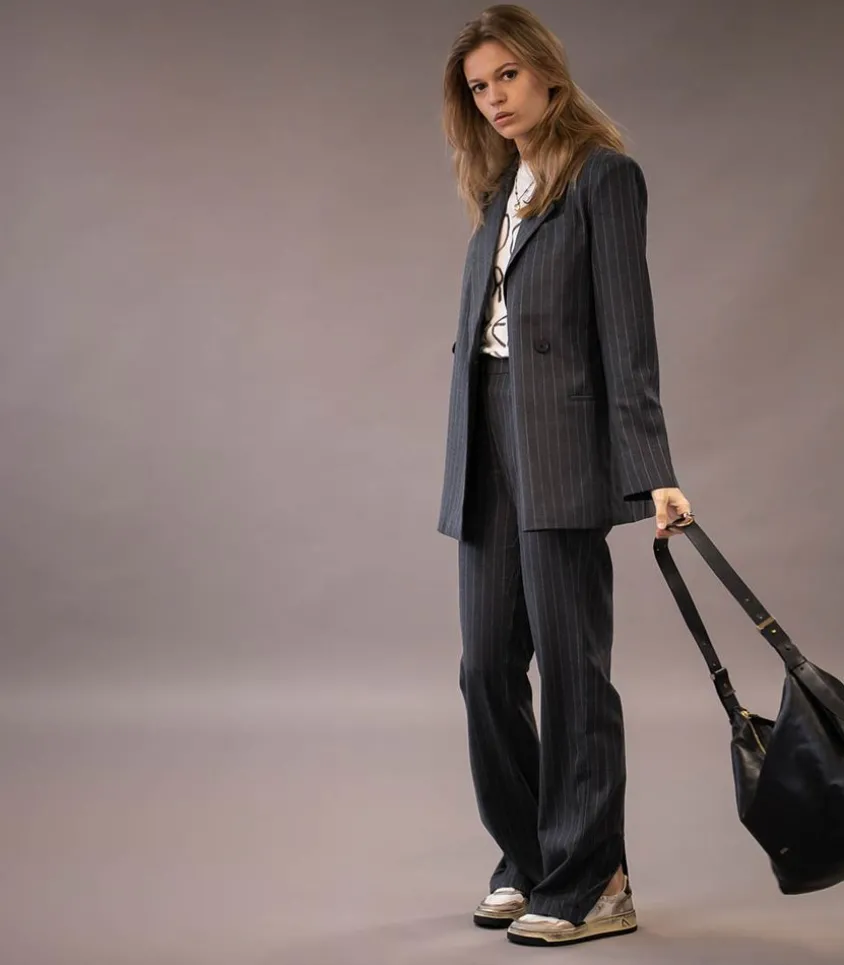 Pantalon Tailleur Drew Grey Pinstripe