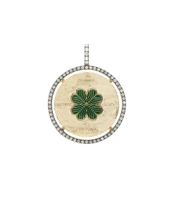 Pendentif Lucky Or Jaune Saphirs Blancs