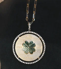 Pendentif Lucky Or Jaune Saphirs Blancs