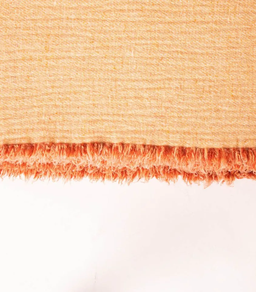 Plaid En Laine Vierge Et Coton Laves Henne / Melon 150 X 250 Cm