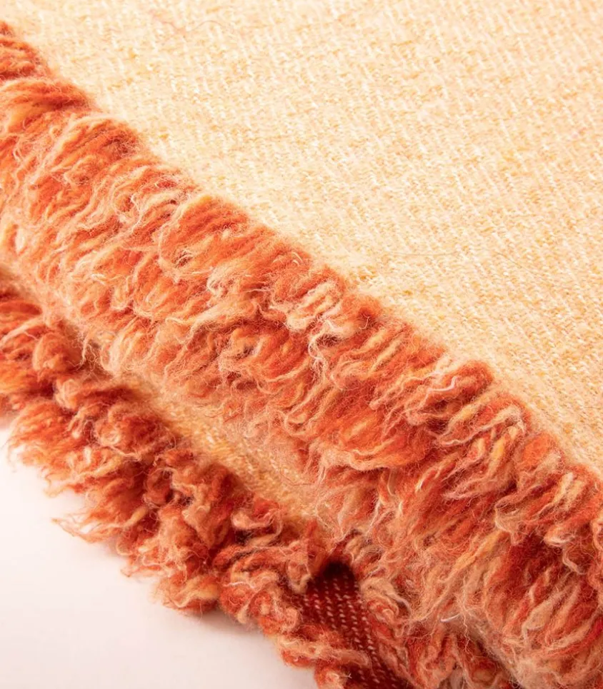 Plaid En Laine Vierge Et Coton Laves Henne / Melon 150 X 250 Cm