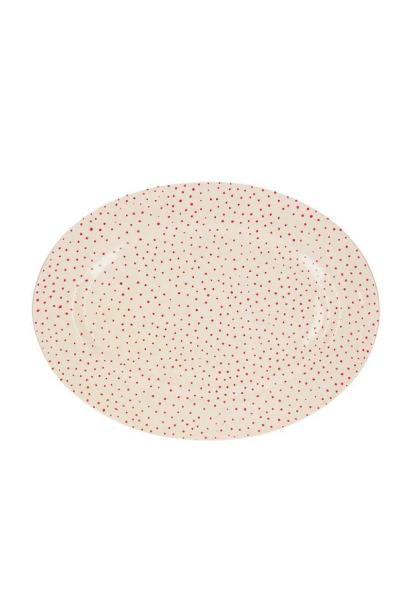 Plat En Ceramique "Pois Rouges"