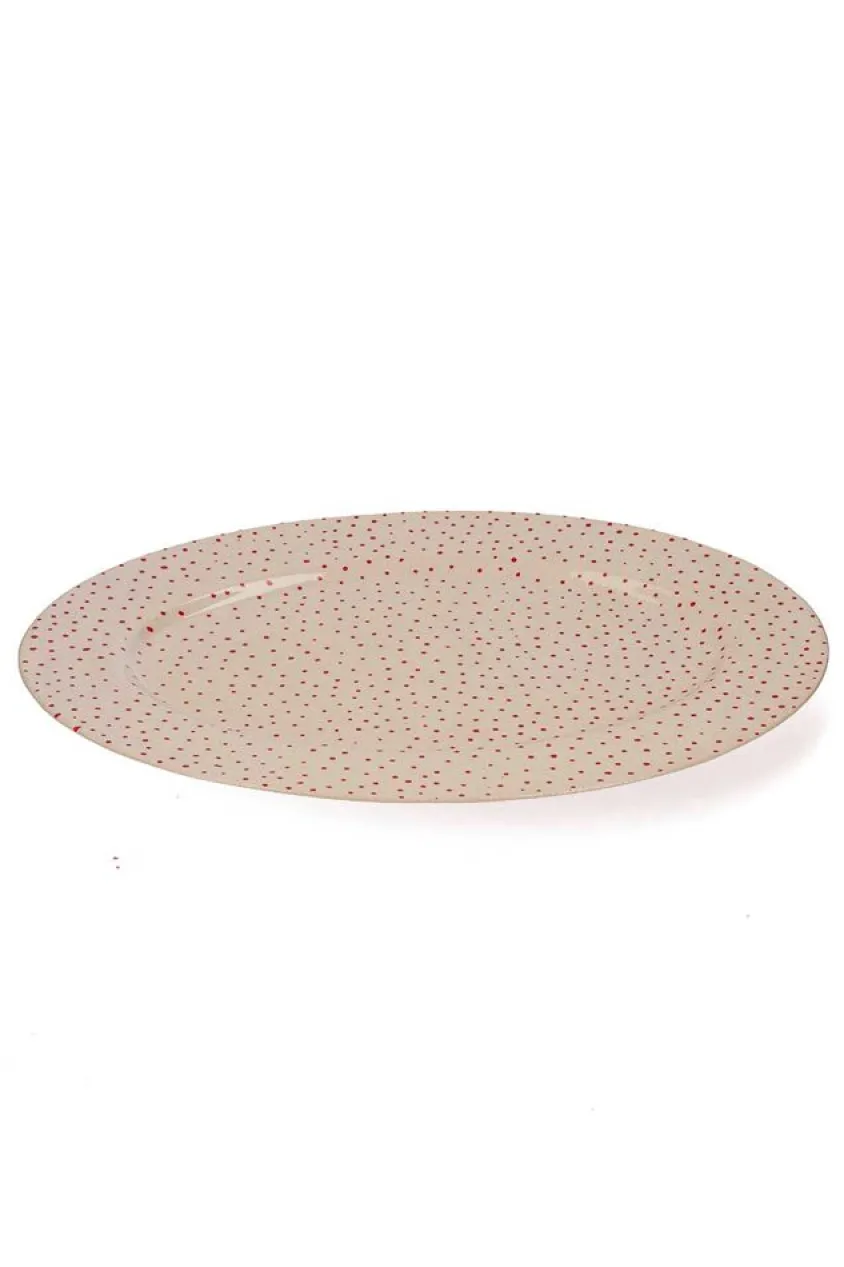 Plat En Ceramique "Pois Rouges"