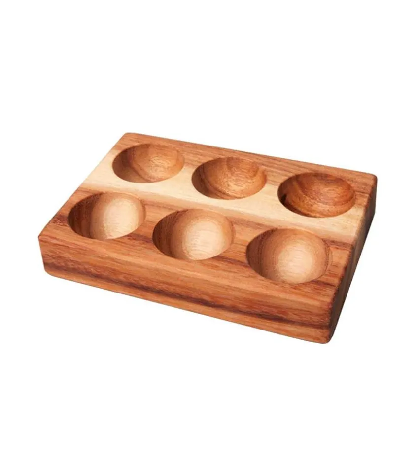 Plateau 6 Oeufs En Bois D'Acacia