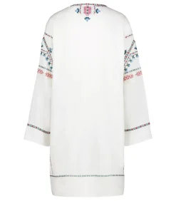 Robe Chemsi Brodee En Coton Ecru