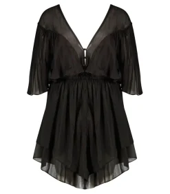 Robe Courte En Coton Et Soie Noir