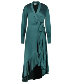 Robe Portefeuille Longue En Soie Jade