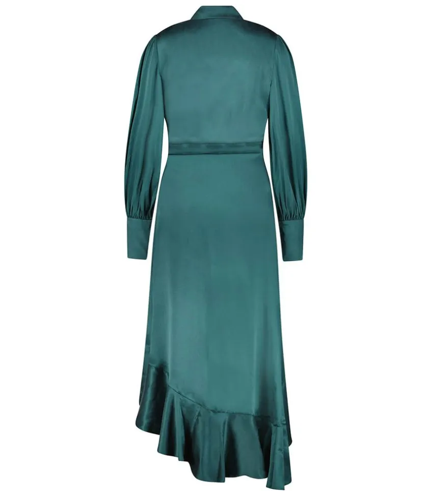 Robe Portefeuille Longue En Soie Jade