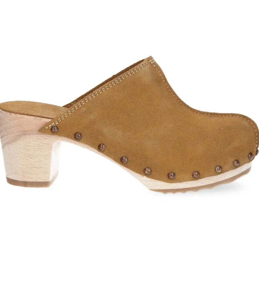 Sabots Coline Cuir Velours Tan