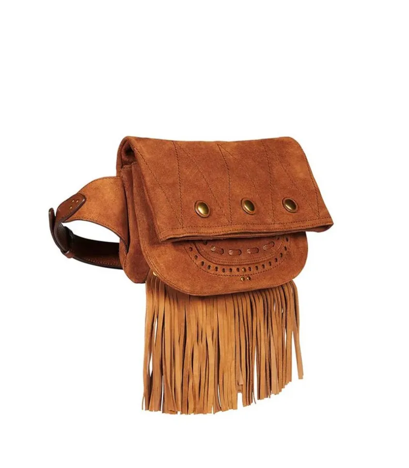 Sac Banane Jerry Cuir Velours Tabac