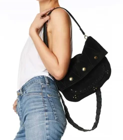 Sac Jerry M Cuir Velours Noir