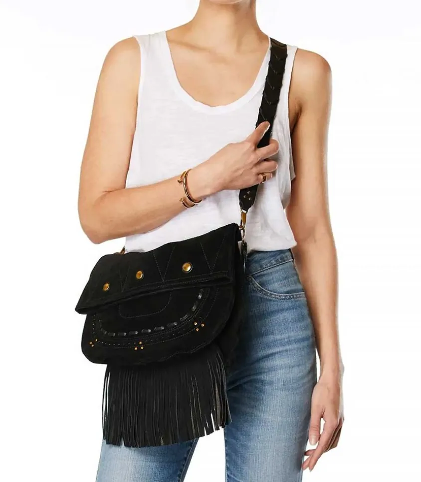 Sac Jerry M Cuir Velours Noir