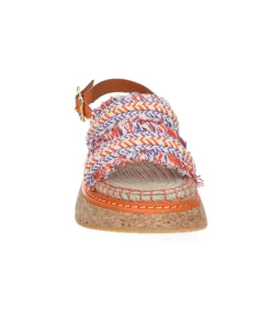 Sandales A Plateforme Brides Tressees Orange