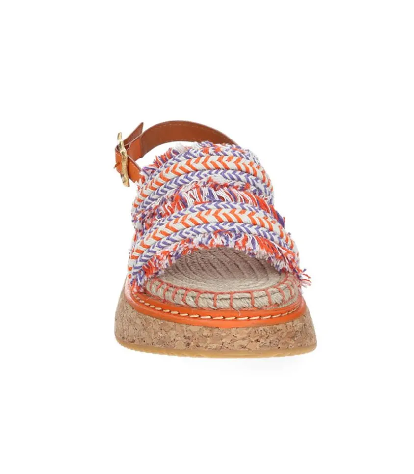 Sandales A Plateforme Brides Tressees Orange