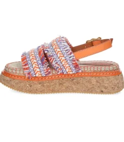 Sandales A Plateforme Brides Tressees Orange
