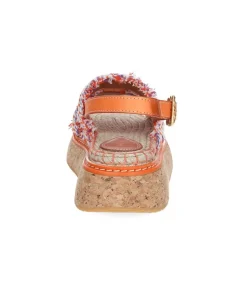 Sandales A Plateforme Brides Tressees Orange