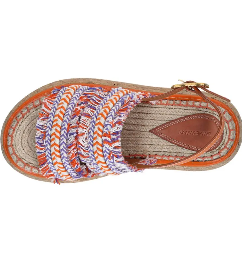 Sandales A Plateforme Brides Tressees Orange