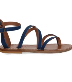 Sandales Epicure Cuir Velours Bleu