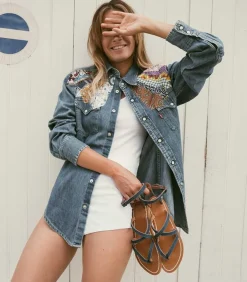 Sandales Epicure Cuir Velours Bleu