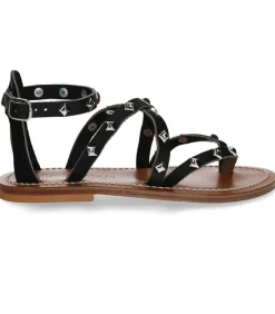 Sandales Epicurepyr Cuir Lisse Noir Argent