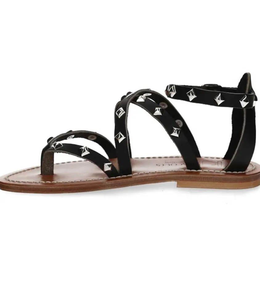 Sandales Epicurepyr Cuir Lisse Noir Argent