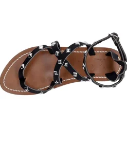 Sandales Epicurepyr Cuir Lisse Noir Argent