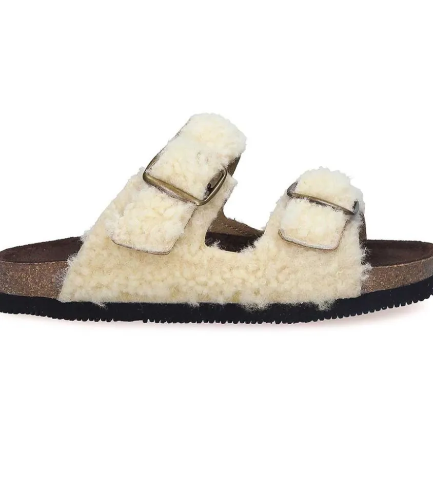 Sandales Shearling Beige/Marron