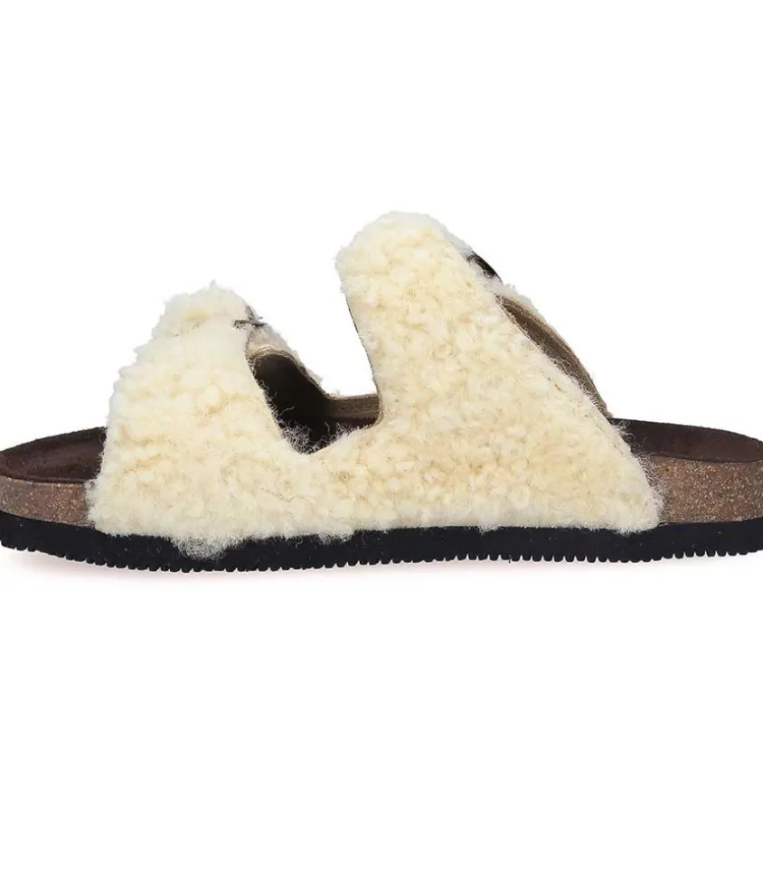 Sandales Shearling Beige/Marron