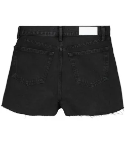 Short A Taille Haute En Denim Noir Surteint