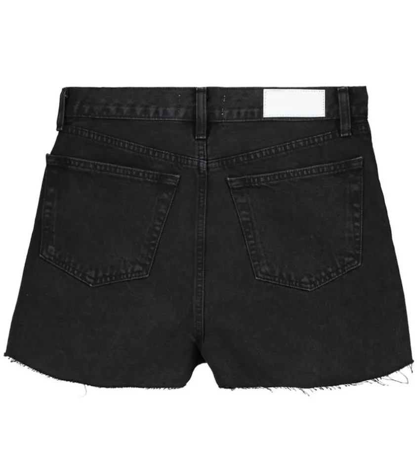 Short A Taille Haute En Denim Noir Surteint