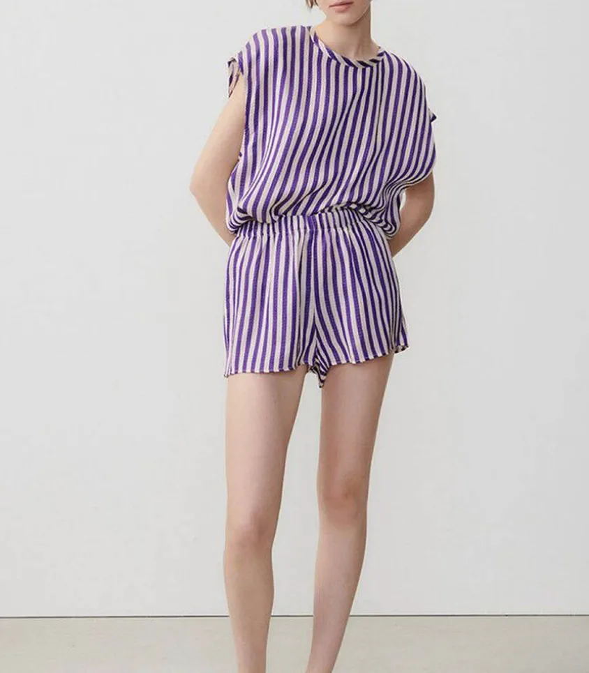 Short Shaning Rayures Violettes