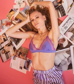 Short Shaning Rayures Violettes