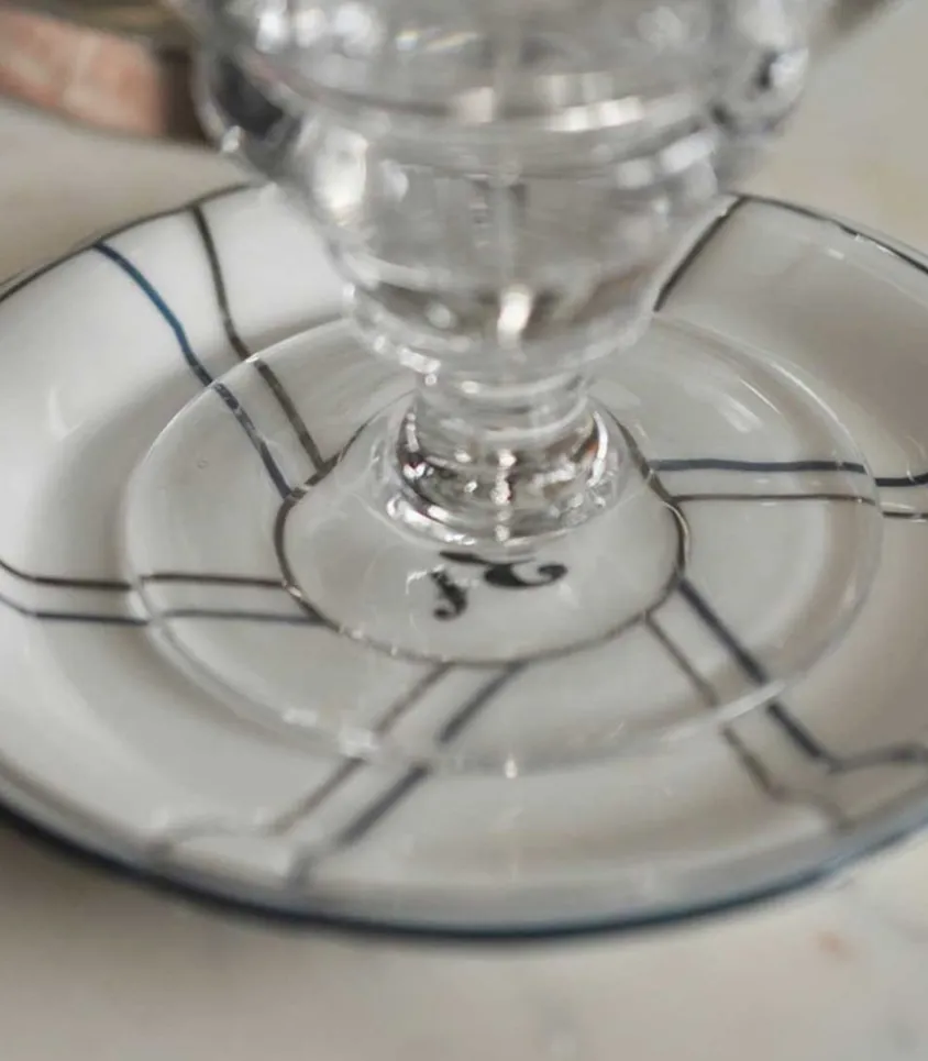 Soucoupe 3F En Porcelaine A Lignes