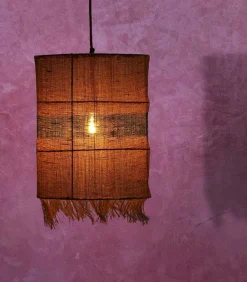 Suspension Rectangulaire En Jute Et Bande Turquoise