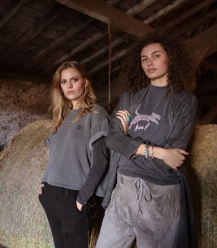 Sweat-Shirt Crop "Boy Jane De" Brode Carbone Vintage